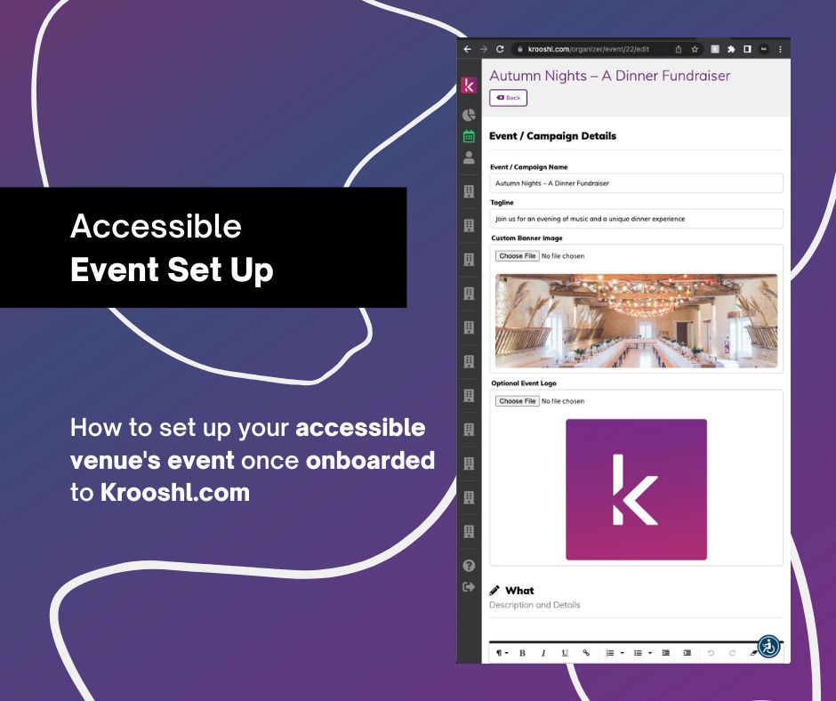 Accessible Event Set Up On Krooshl.com