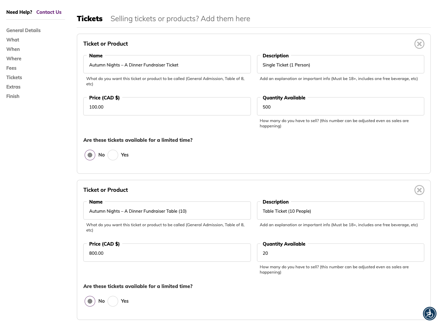 Step 5: Ticket Types